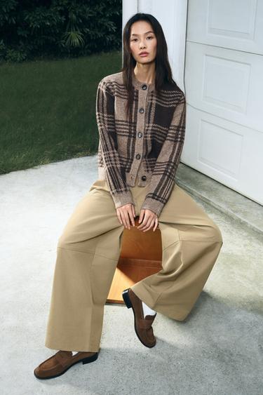 Zara 絨面裝飾寬絆帶樂福鞋 - 深棕黃色