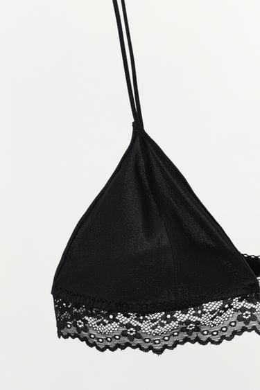 BRALETTE TRIANGLE EN DENTELLE - Noir de Zara - Image 4