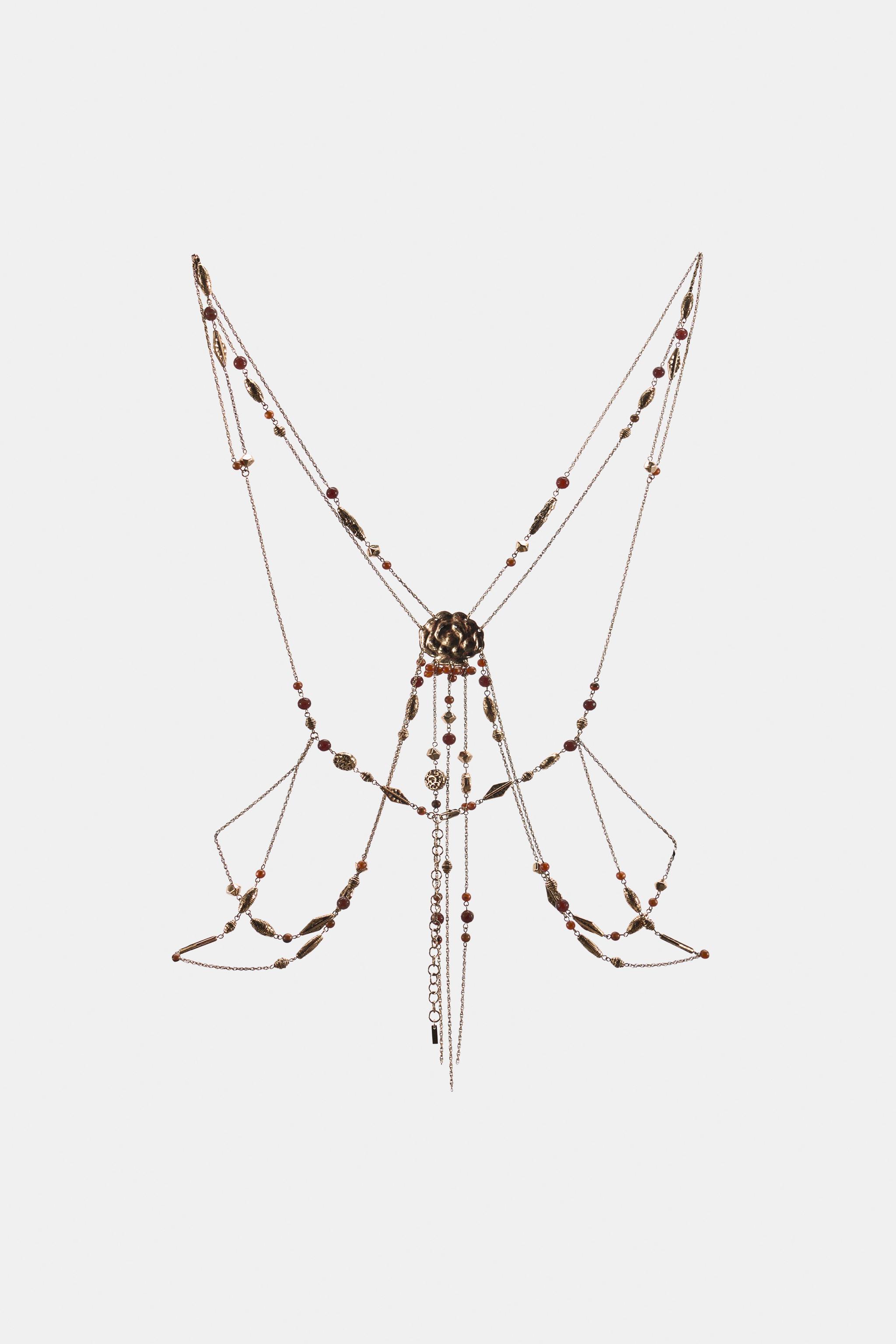 BEADED METAL BODY CHAIN - Aged gold | ZARA United States