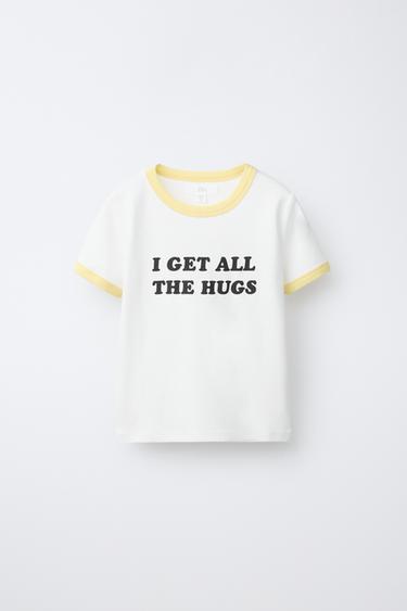RIBBED SLOGAN T-SHIRT - Yellow by Zara
