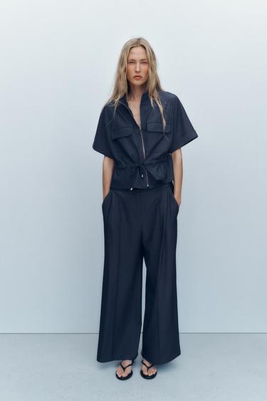 SAFARI-BLOUSE MET KOORD - Blauw van Zara