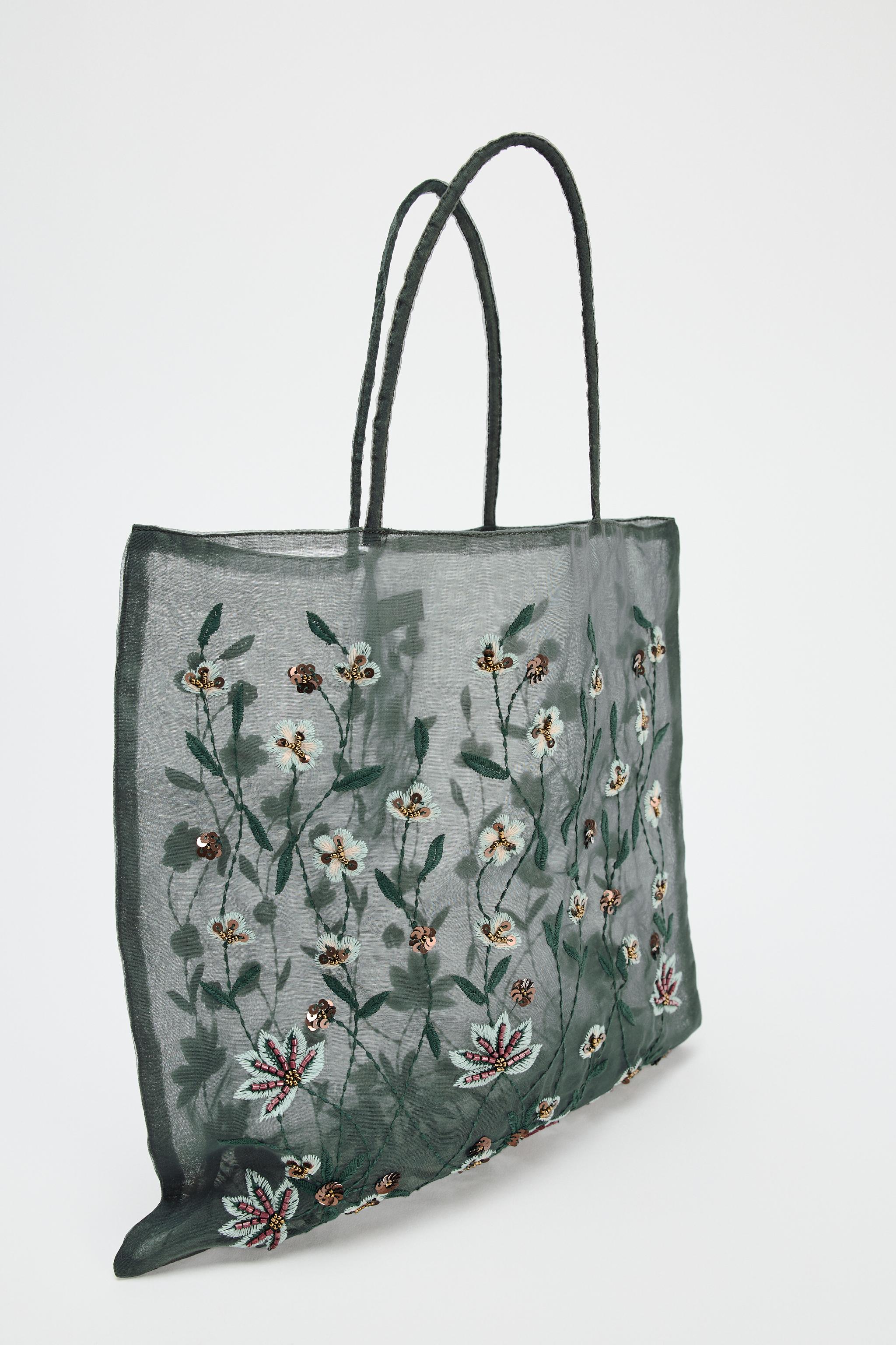 ZARA【NEW】EMBROIDERED FABRIC TOTE BAG EMBROIDERED FABRIC BAG - Yellow | ZARA United States