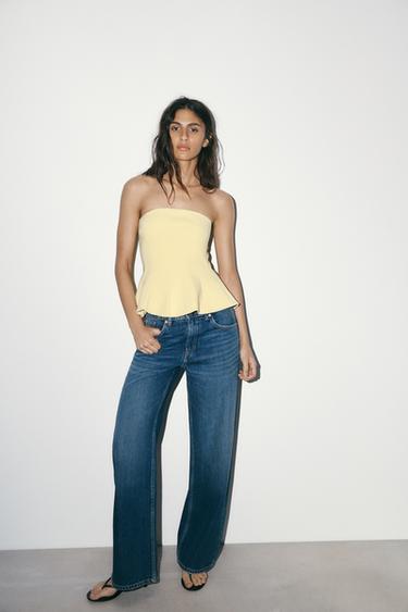 TOP PALABRA DE HONOR PEPLUM - Amarillo de Zara