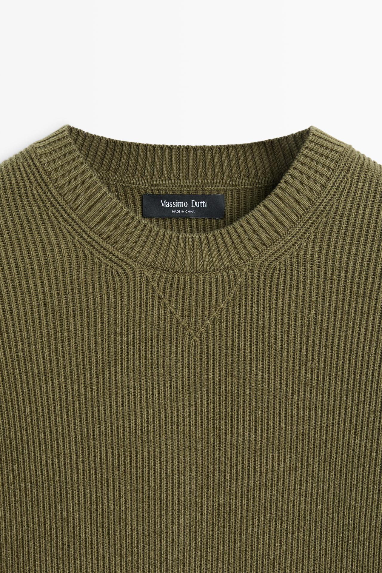 Cotton blend ribbed knit sweater — 548
