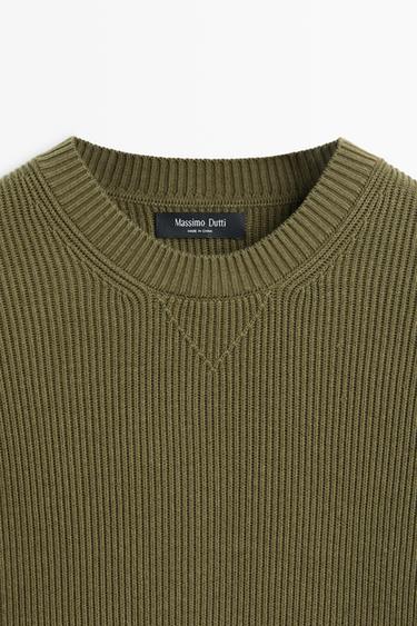 Cotton blend ribbed knit sweater — 548 2