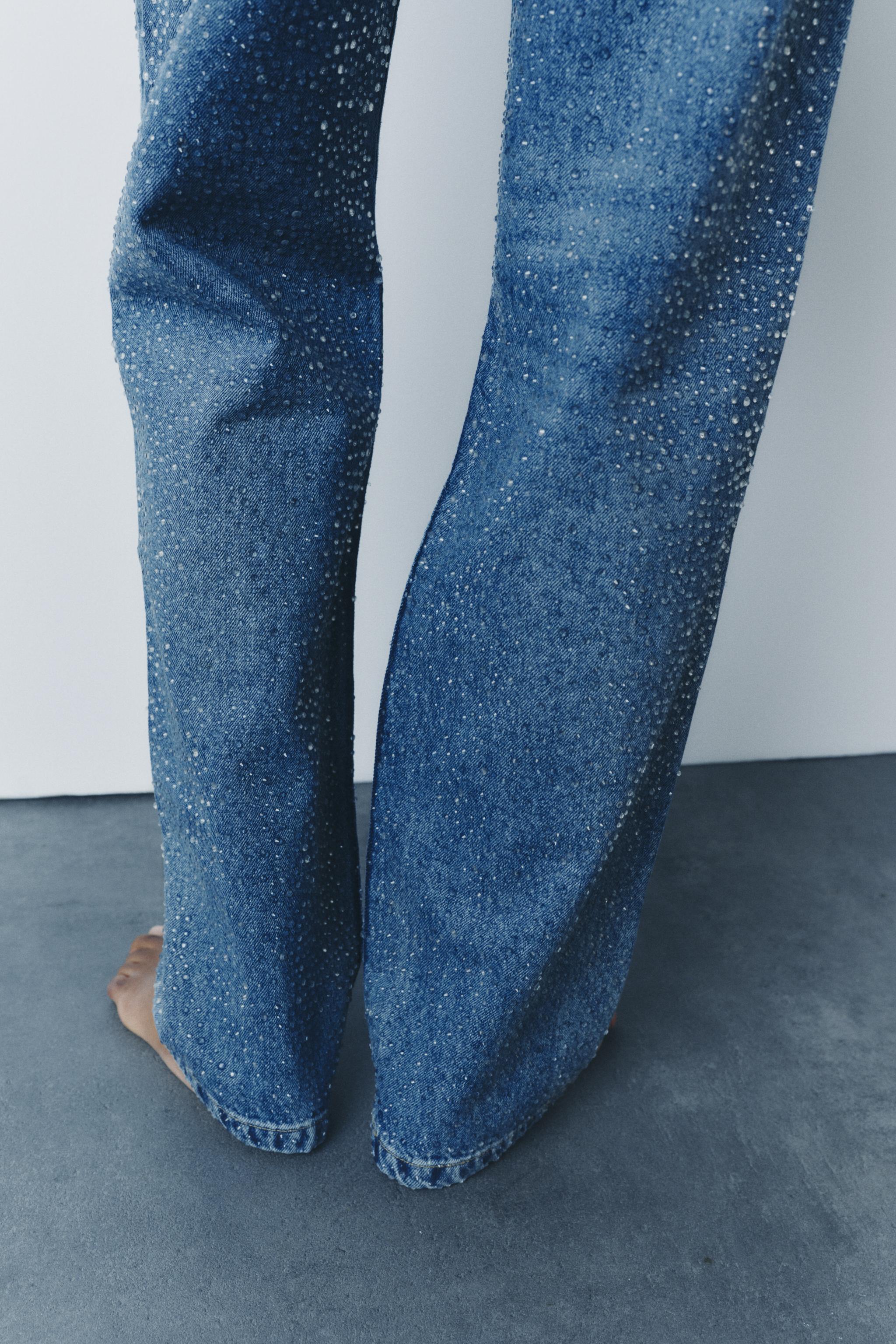 ZARA ZW outlet THE SLIM WITH RHINESTONES JEANS