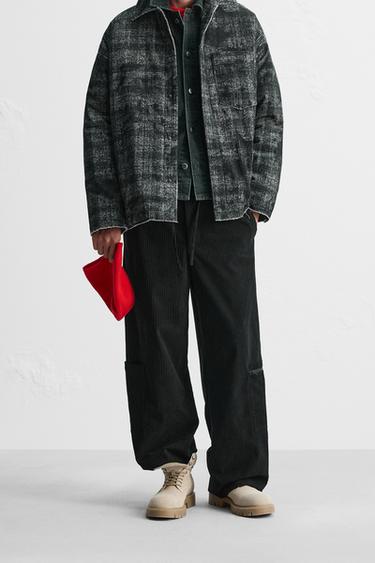 CORDUROY CARGO TROUSERS - Black by Zara