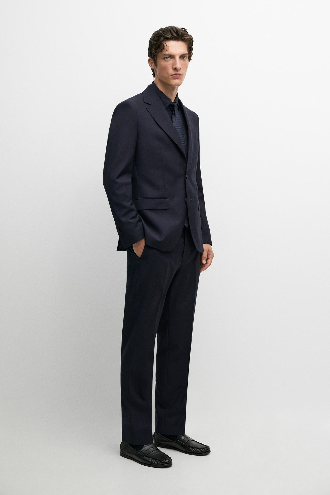 Textured suit blazer — Navy blue