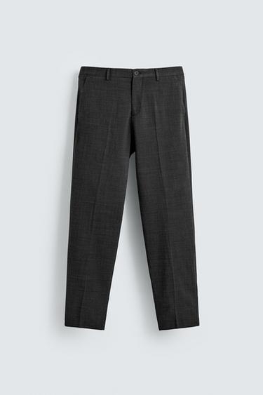 TEXTURED SUIT TROUSERS - Anthracite Grey by Zara