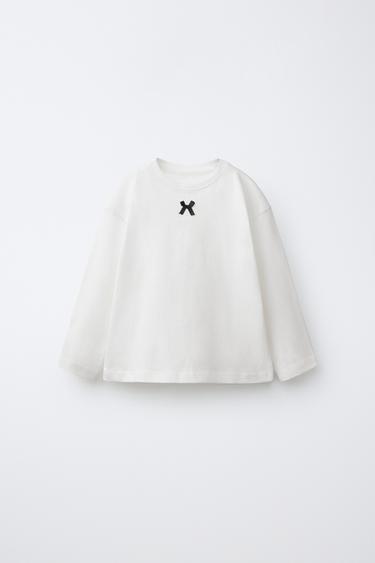 CAMISETA LAZO - Blanco roto de Zara