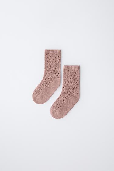 KNITTED COTTON SILK SOCKS - Pink by Zara - Image 3
