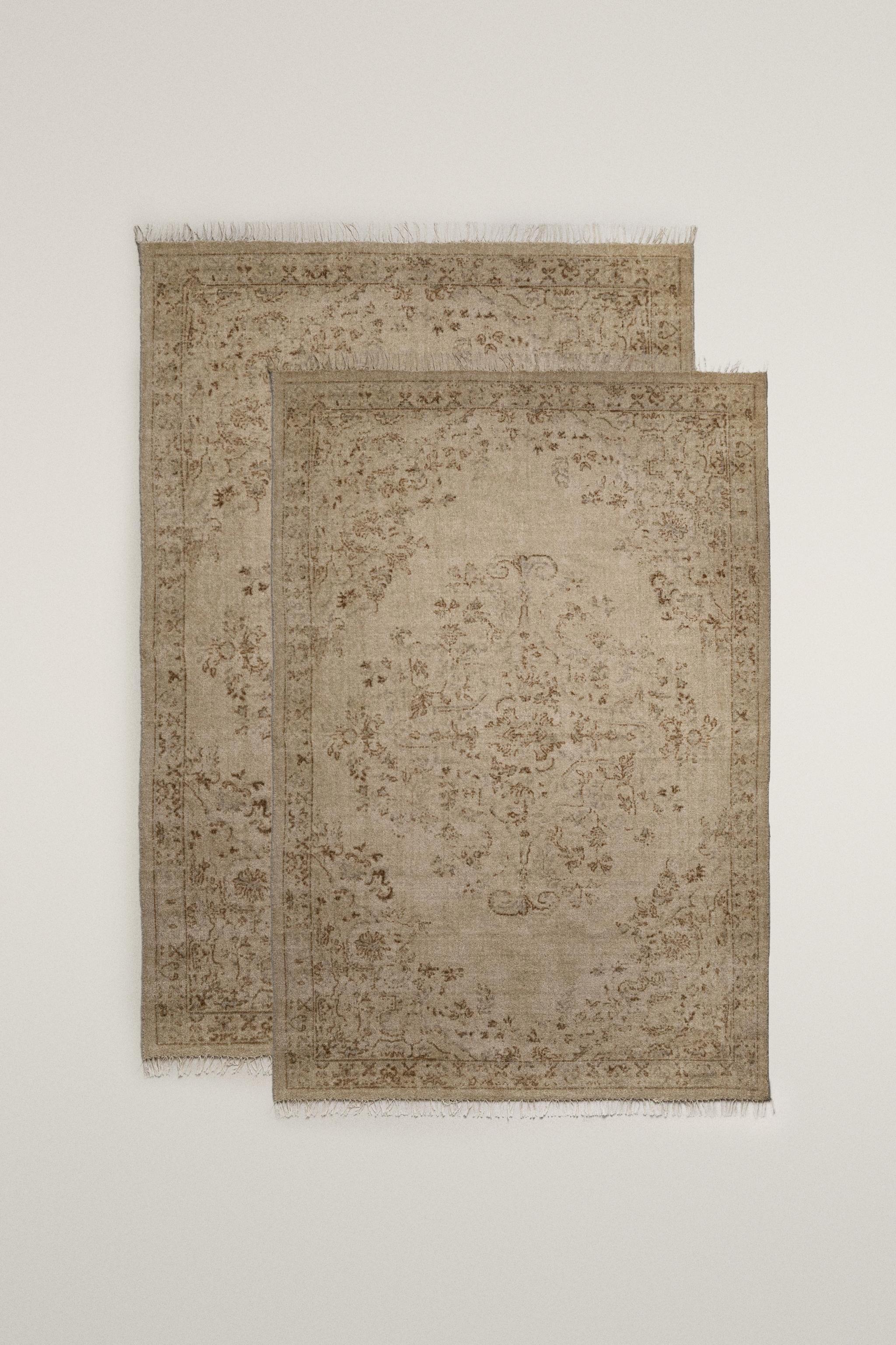 TAPIS EN LAINE IMPRIMÉ FLEURI