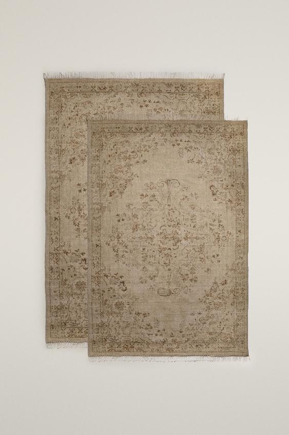 Zara WOOL RUG WITH FLORAL PRINT - Ecru - Image 0