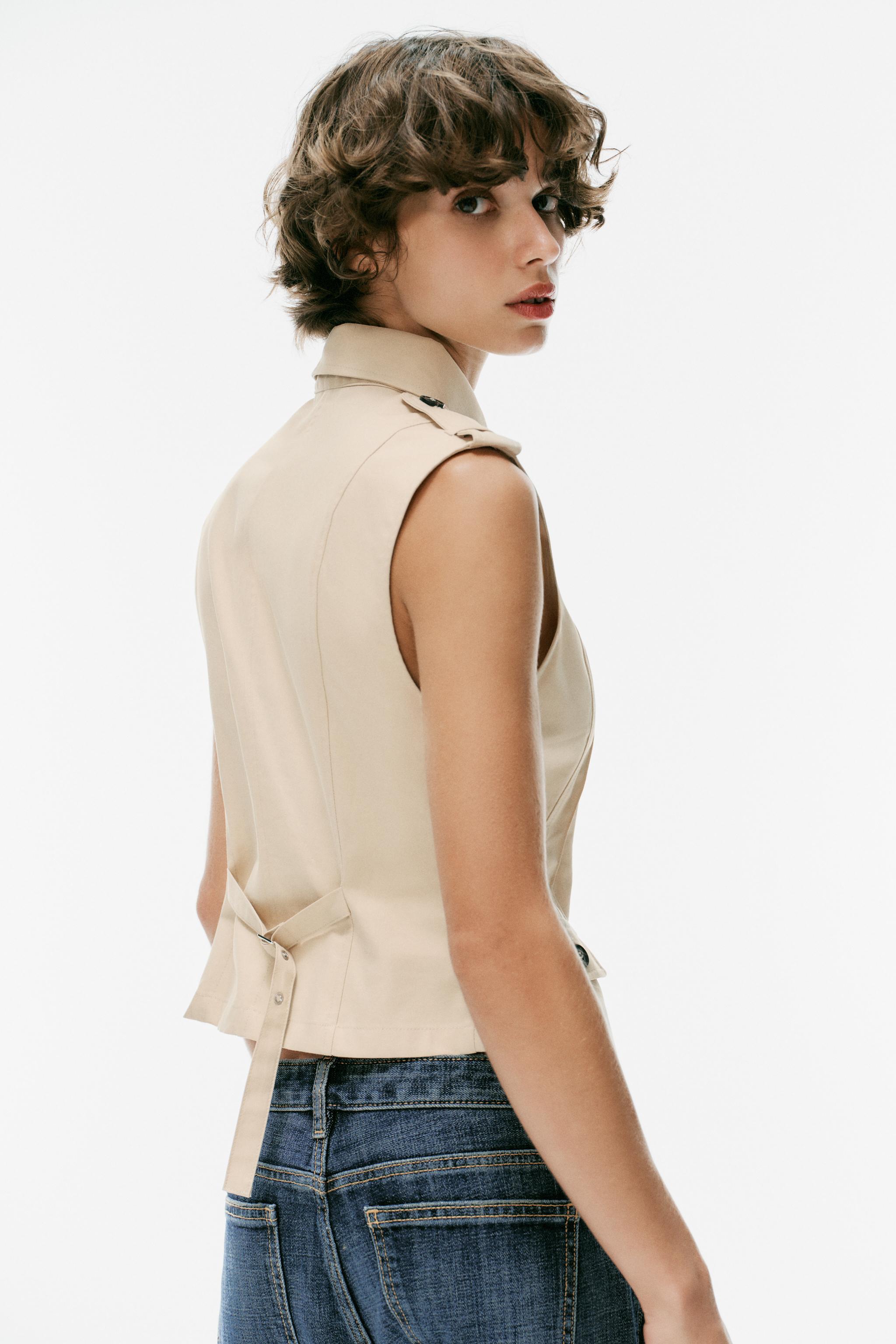 Женские рубашки Zara TRENCH TOP WITH SLIT TOP — фото 6