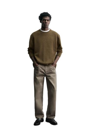 WOOL JUMPER WITH ROLLED FINISH - Olive green by Zara