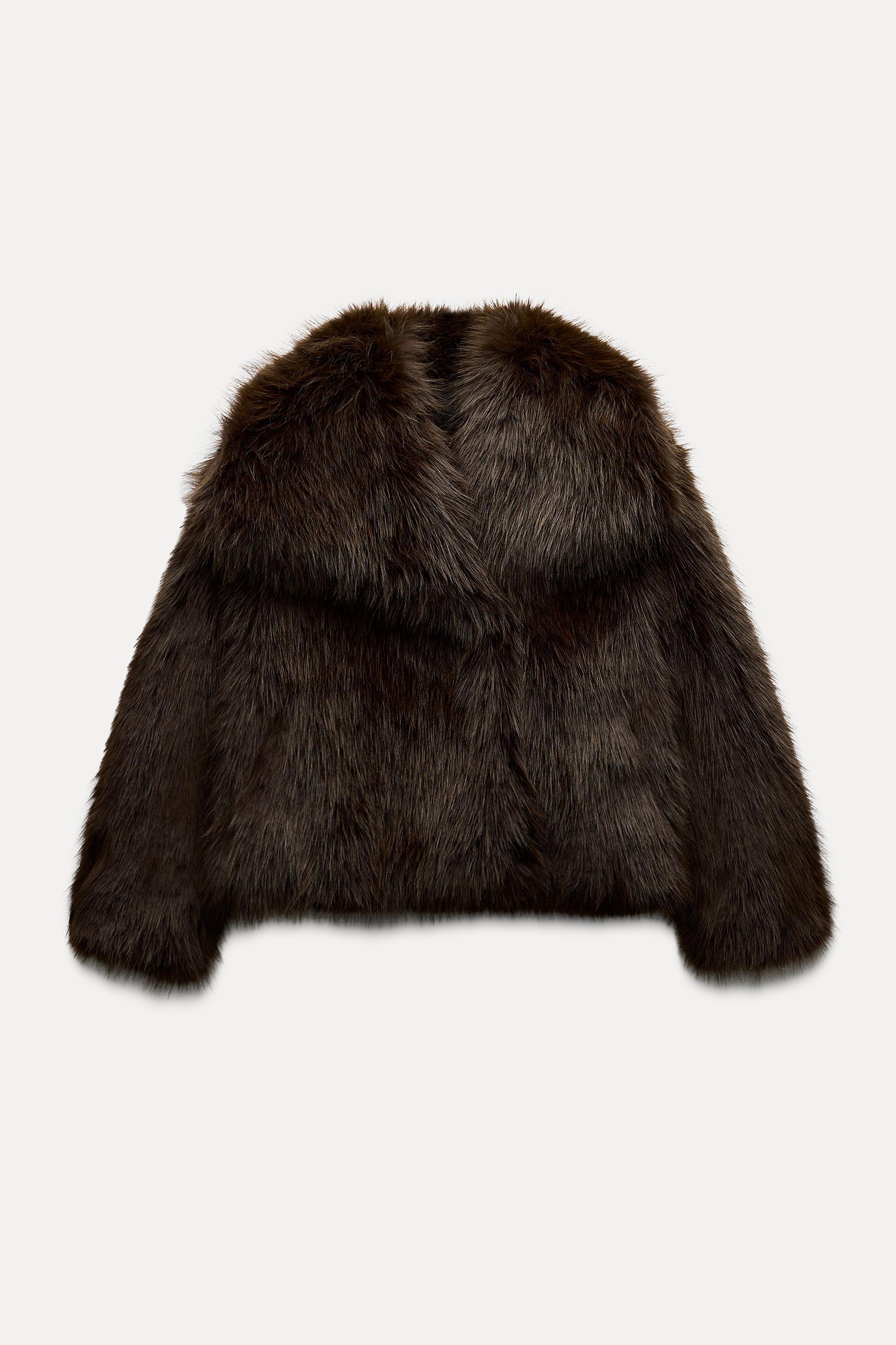 SHORT FAUX FUR COAT ZW COLLECTION - Brown | ZARA New Zealand
