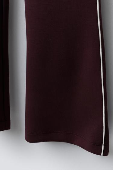 FLARE TROUSERS WITH CONTRASTING TRIM DETAIL IN MODAL - Plum by Zara - Image 3