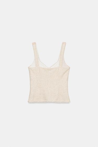 TOP STRUCTURÉ À BOUTONS - Sable / Chiné de Zara - Image 5