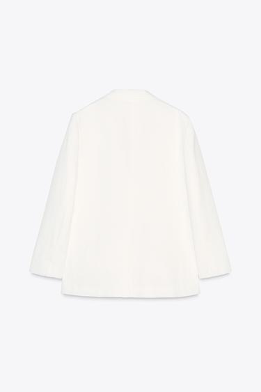 ZW COLLECTION LINEN BLEND BLAZER - White by Zara - Image 5