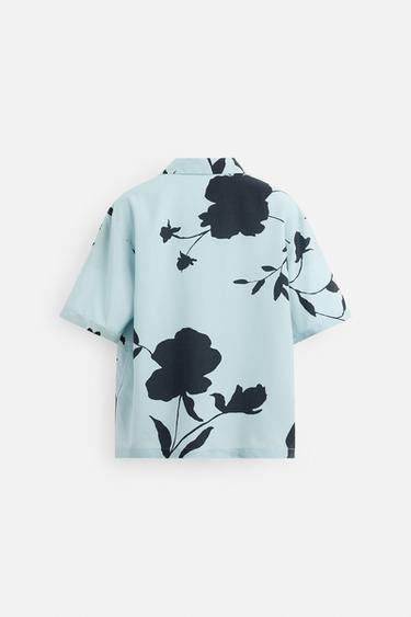 FLORAL PRINT SHIRT - Sky blue by Zara - Image 7