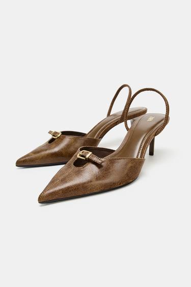 CHAUSSURES OUVERTES À L'ARRIÈRE AVEC BOUCLE - Marron de Zara - Image 2