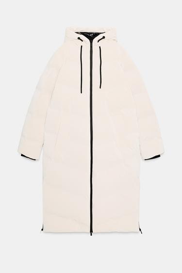 ANORAK LONG EFFET GOMME COUPE-VENT À CAPUCHE - Beige clair de Zara - Image 9