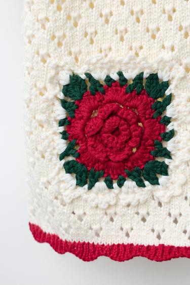 KNIT TOP WITH CROCHET FLOWERS - Ecru by Zara - Image 3