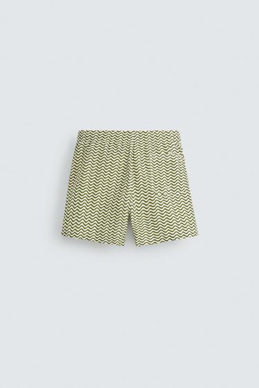 WAVY MID-LENGTH SWIMMING TRUNKS - Ecru by Zara - Image 6