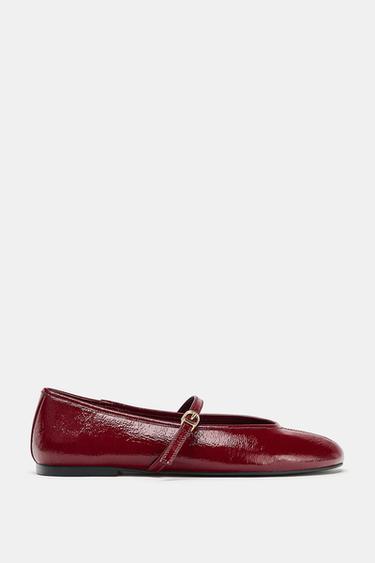 PATENT EFFECT BALLERINAS - Red by Zara