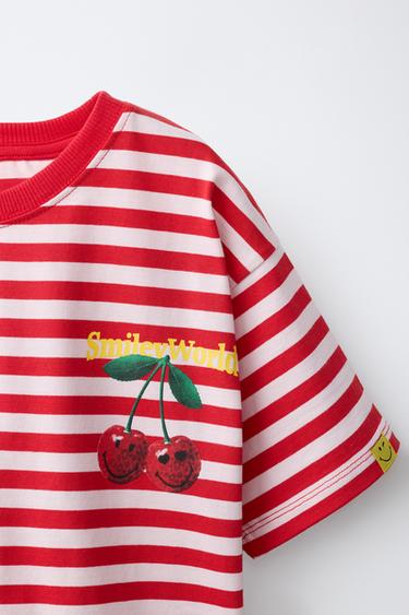 T-SHIRT IMPRIMÉ RAYURES CERISES SMILEYWORLD ® - rayures de Zara - Image 2