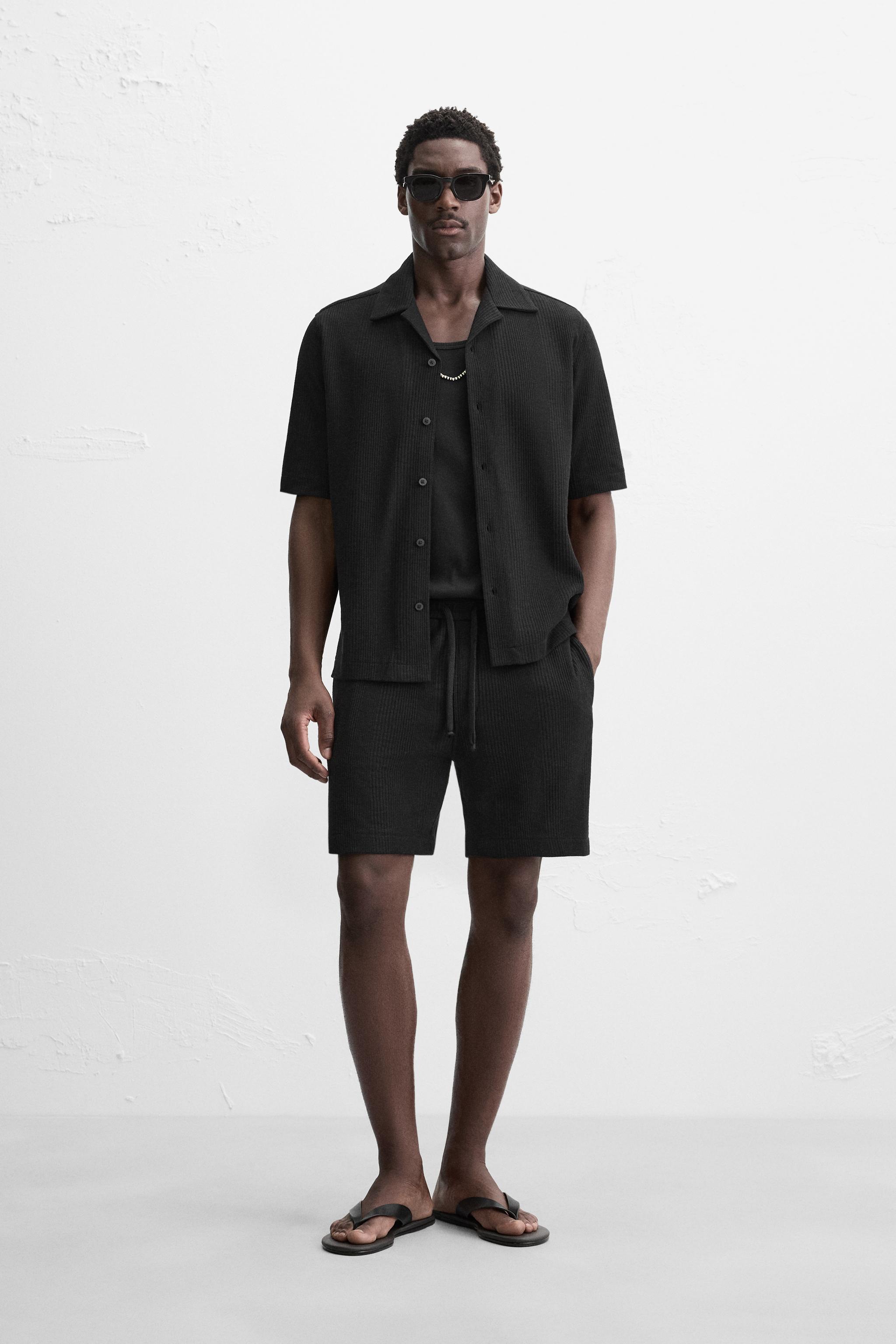 ストライプ柄ジャカードシャツ - ブラック | ZARA Japan / 日本