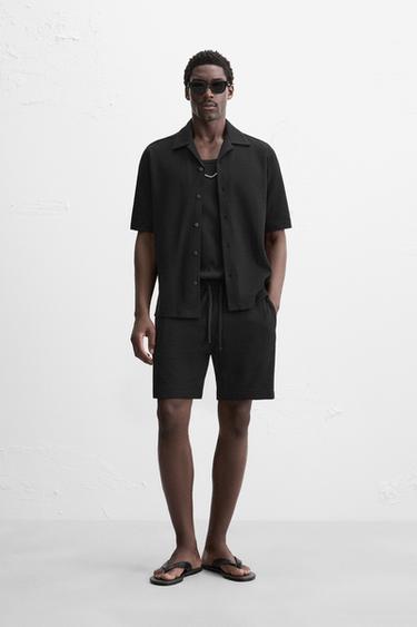 STRIPED JACQUARD SHIRT - Black by Zara