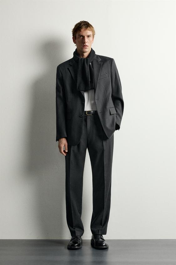100% WOOL MANTECO® SUIT TROUSERS - Anthracite grey by Zara - Image 0