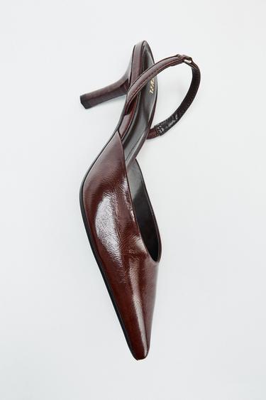POINTED TOE SLINGBACK HEELS - Brown by Zara
