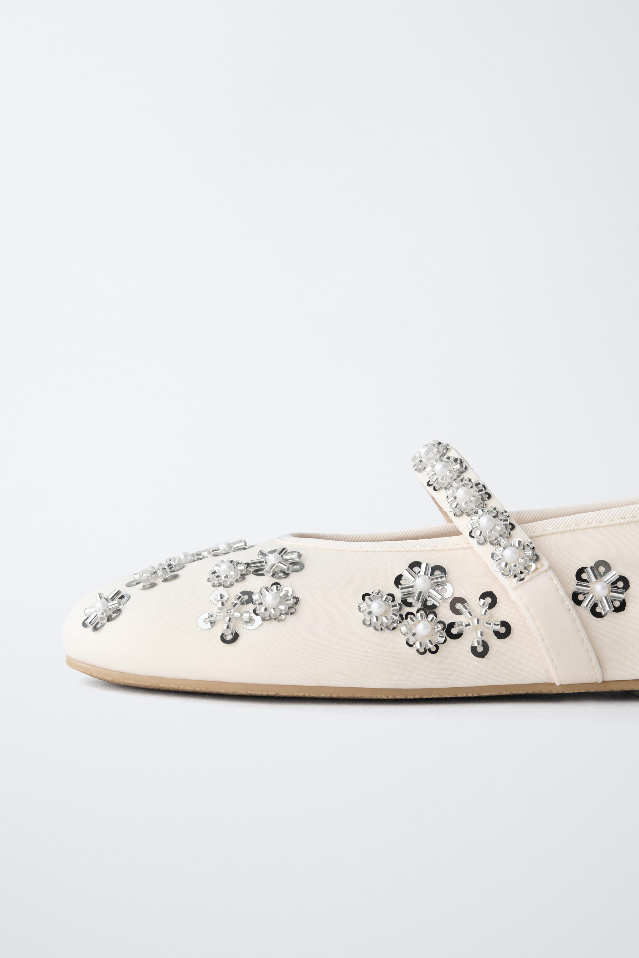 Обувь Zara RHINESTONE BALLET FLATS — фото 6
