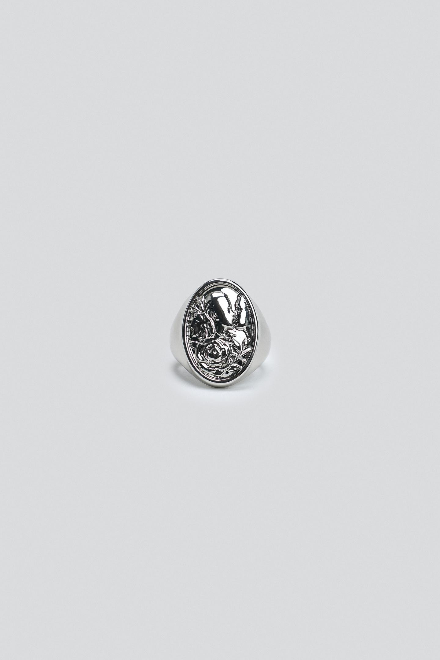 Женские кольца Zara 2-PACK Metallic Signet, цвет: Серебряный — фото 2