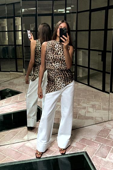 TOP PLISSÉ ASYMÉTRIQUE - Leopard de Zara - Image 0