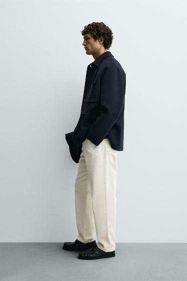 WOOL OVERSHIRT WITH POCKETS - Navy blue by Zara - Image 3