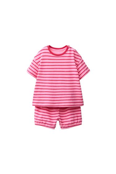 طقم تيشرت و BLOOMER مخطط - وردي by Zara