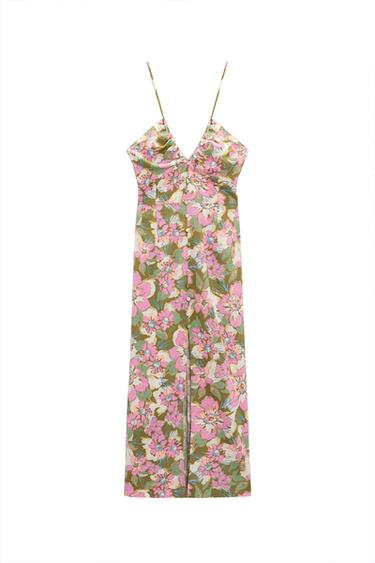 LINEN BLEND FLORAL PRINT DRESS