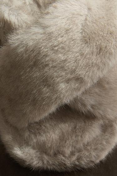 Zara CRISS-CROSS FAUX FUR SANDALS - Gray - Image 0