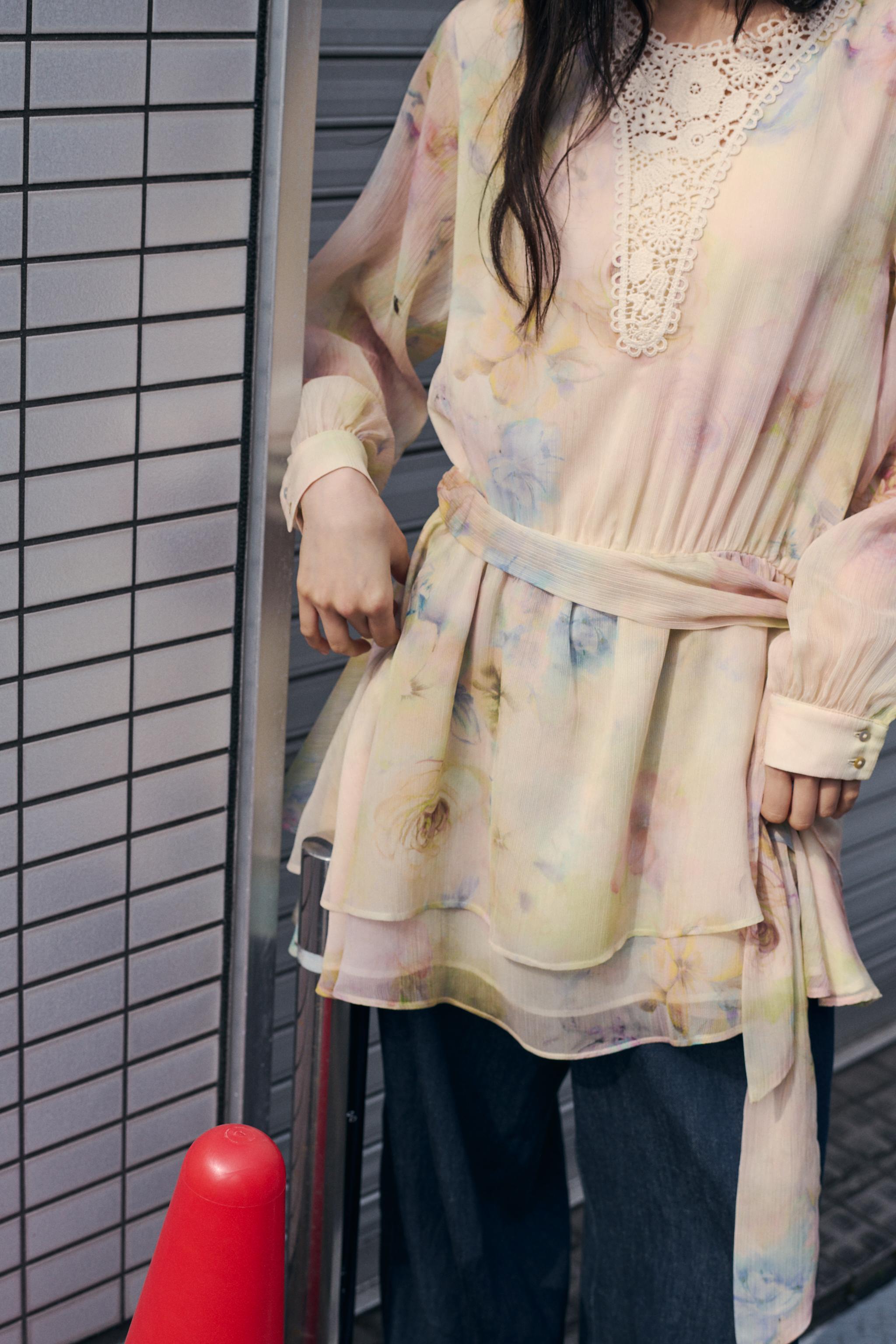 ZARA ボリュームメッシュワンピース XL