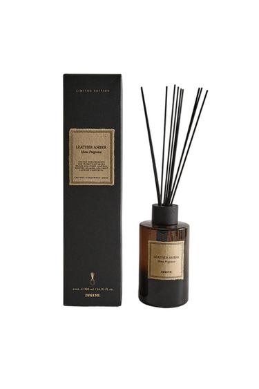 (500 ML) LEATHER AMBER REED DIFFUSERS - Black by Zara