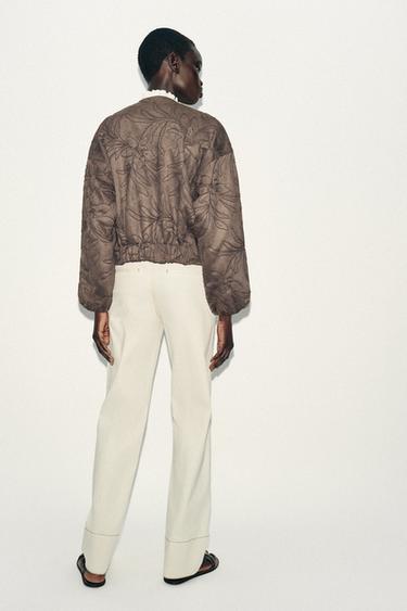 EMBROIDERED FAUX SUEDE BOMBER JACKET - Khaki by Zara - Image 6