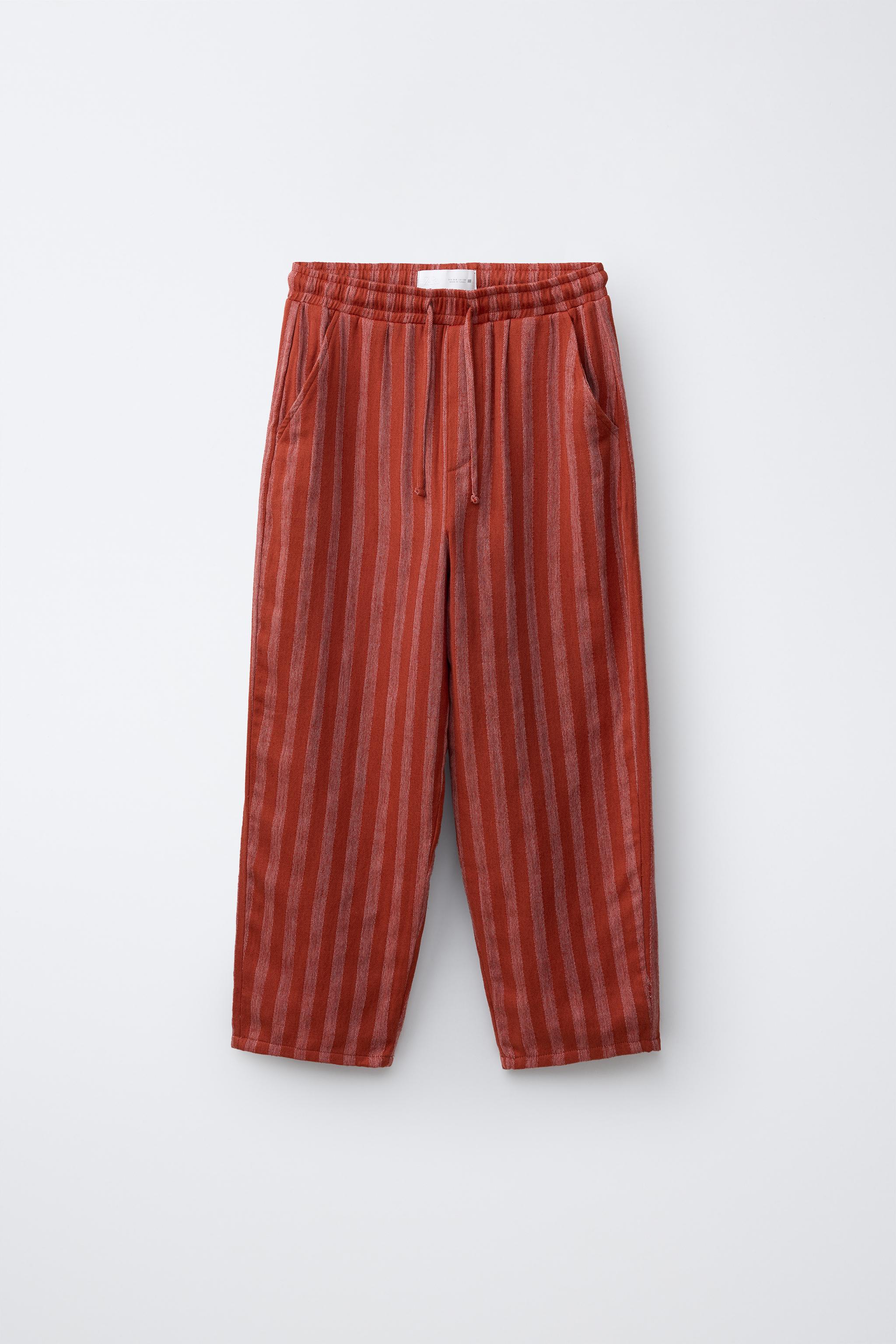 PANTALON RUSTIQUE RAYURES AVEC LIN