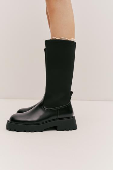 KNEE-HIGH SOCK BOOTS - Black by Zara