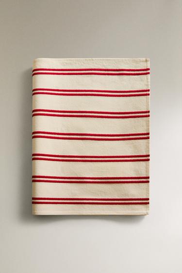 CHEMIN DE TABLE DOUBLE RAYURE BRODÉE - Rouge de Zara - Image 4