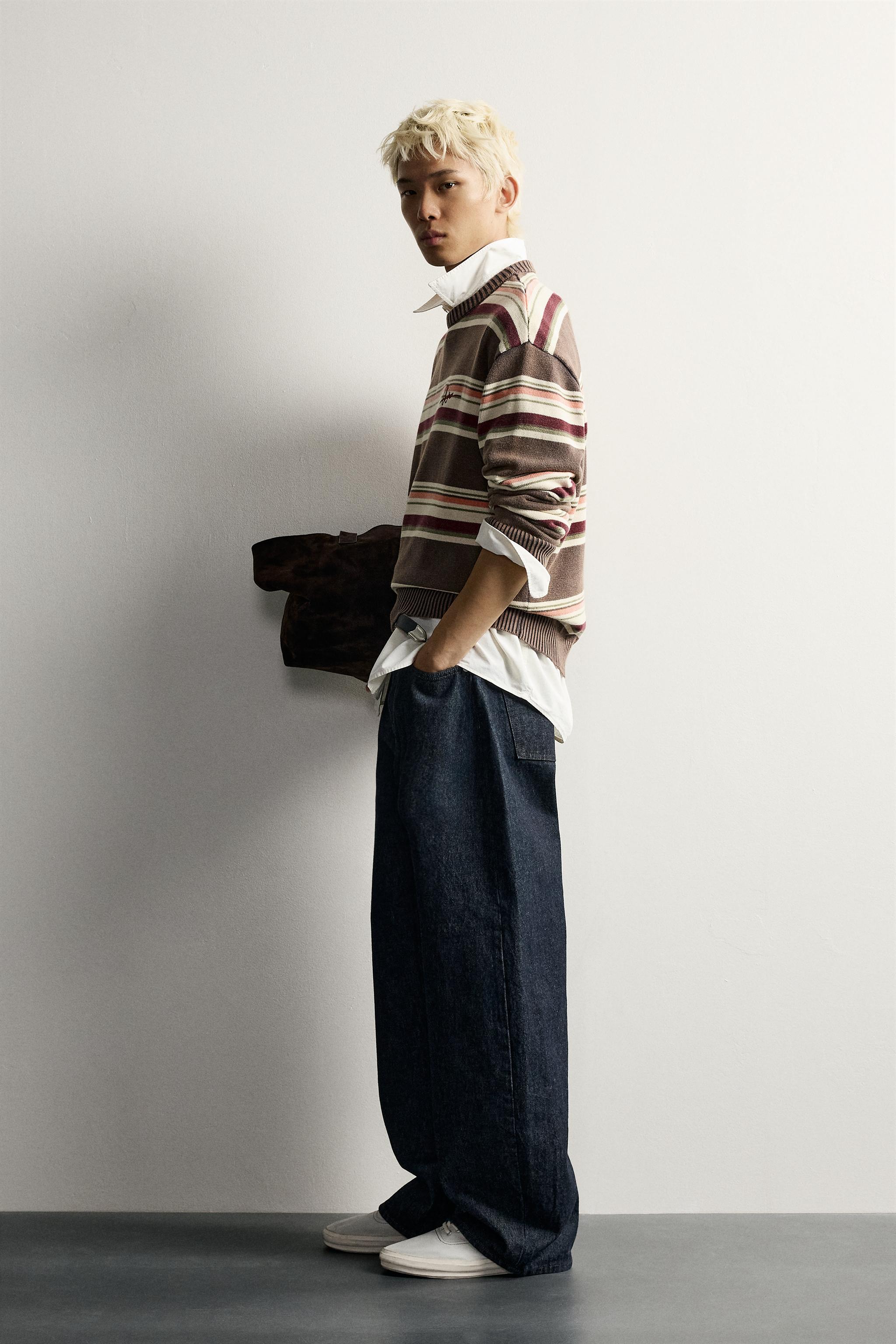 STRIPED EMBROIDERED JACQUARD SWEATER