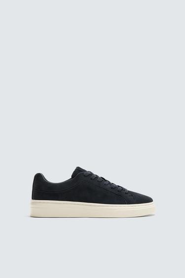 LEREN SNEAKER - Blauw van Zara