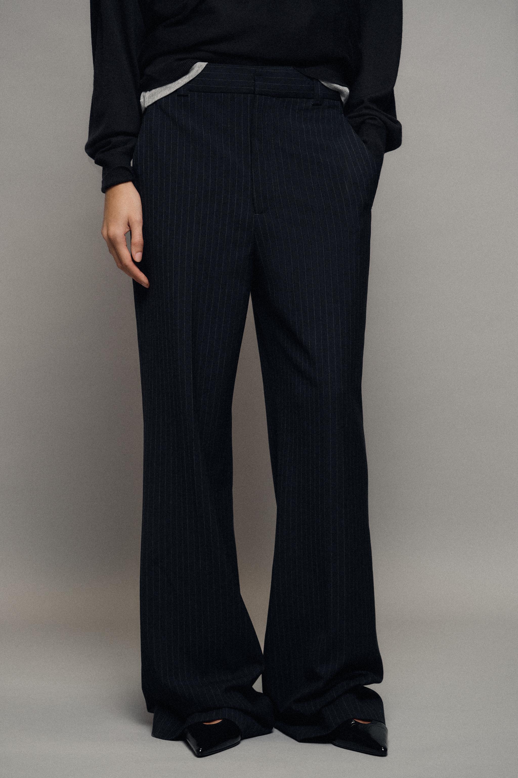 Zara ZW COLLECTION YÜKSEK BEL İNCE ÇİZGİLİ PANTOLON görsel 2